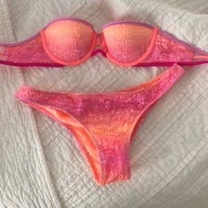 Victoria Secret Pink and Orange Strapless Bikini